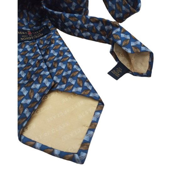 ROBERT TALBOTT Blue Geometric Silk Tie HANDMADE USA 58"/ 4" EC - Picture 6 of 7